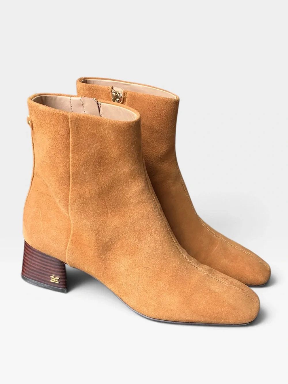 Sam Edelman Paige Ankle Boots Block Heel Suede Spiced Pecan Women’s 9